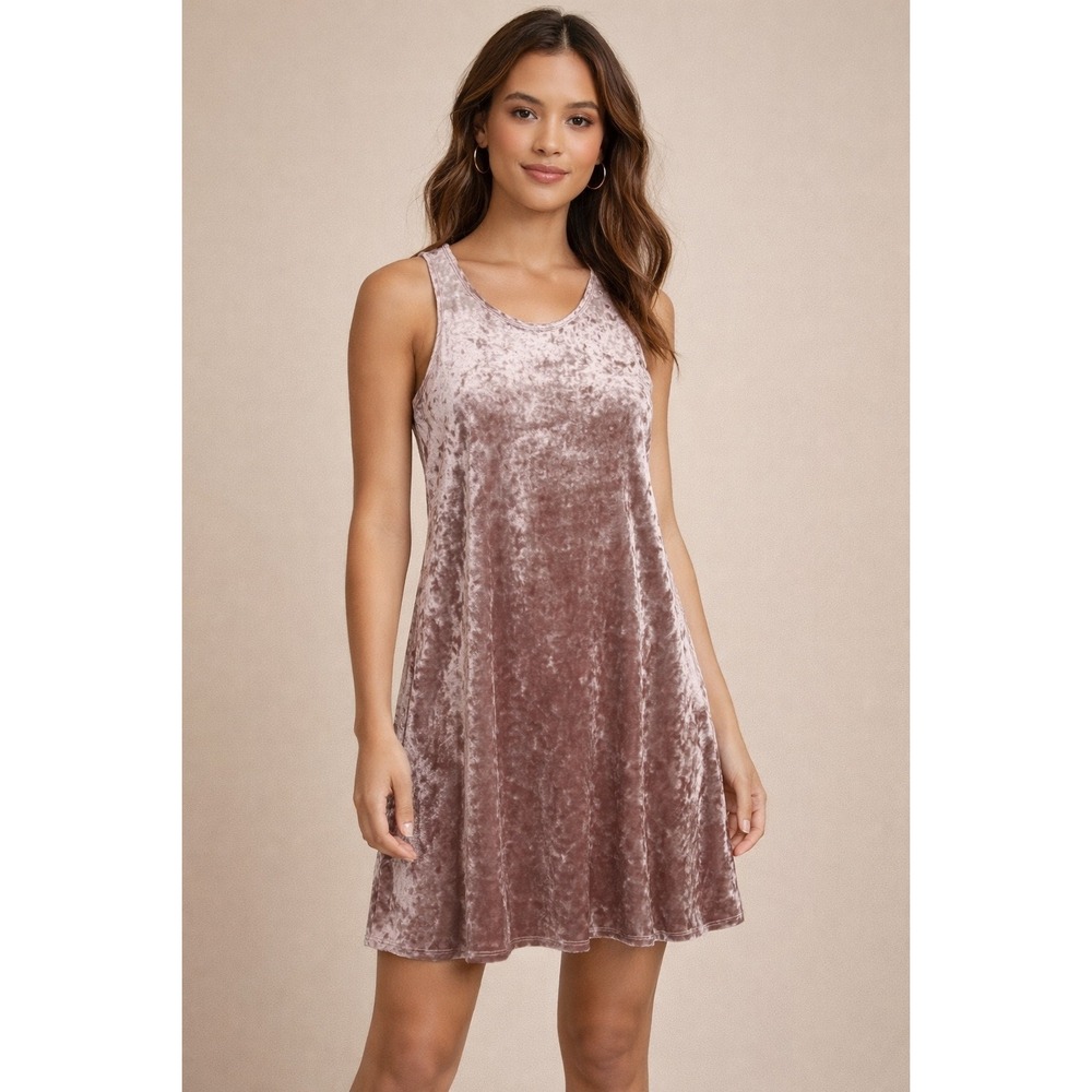 Forever 21 Velvet Dress Sleeveless Casual Party‎ Dress Mauve Pink S
